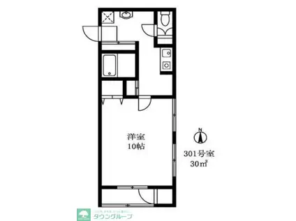 尾山台QSハイム(1K/3階)の間取り写真
