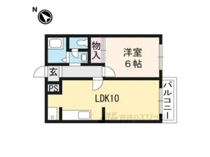 プロパティカオル2 B棟(1LDK/1階)の間取り写真