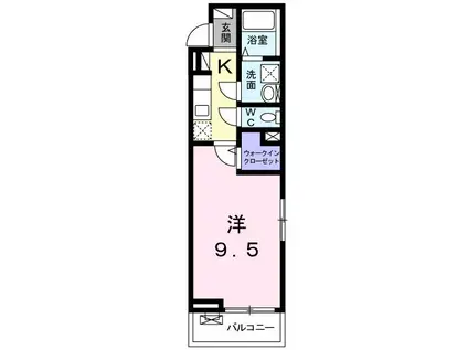 ルナ・ソレイユ(1K/2階)の間取り写真