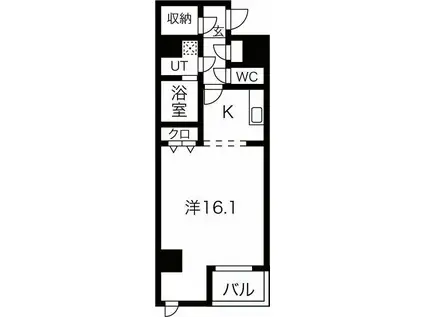 グランシャリオ(1K/8階)の間取り写真