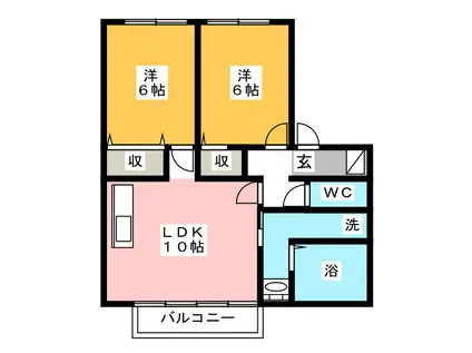 ガーデンコート西添C(2LDK/1階)の間取り写真