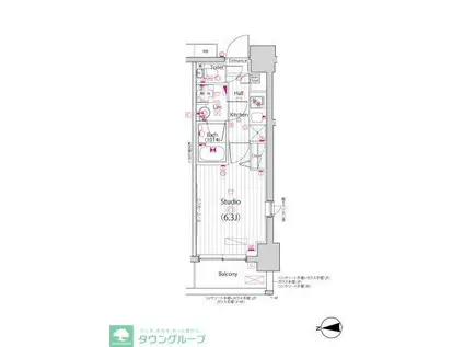 ガーラ・グランディ川口並木(1K/4階)の間取り写真