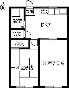 ハイツ川東(2DK/2階)の間取り写真