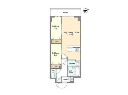 アルファコート亀戸2(2LDK/5階)の間取り写真