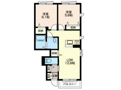 アザレア II(2LDK/1階)の間取り写真