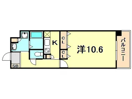KAISEI新神戸(1K/11階)の間取り写真