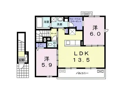ベル ビオーラ(2LDK/2階)の間取り写真
