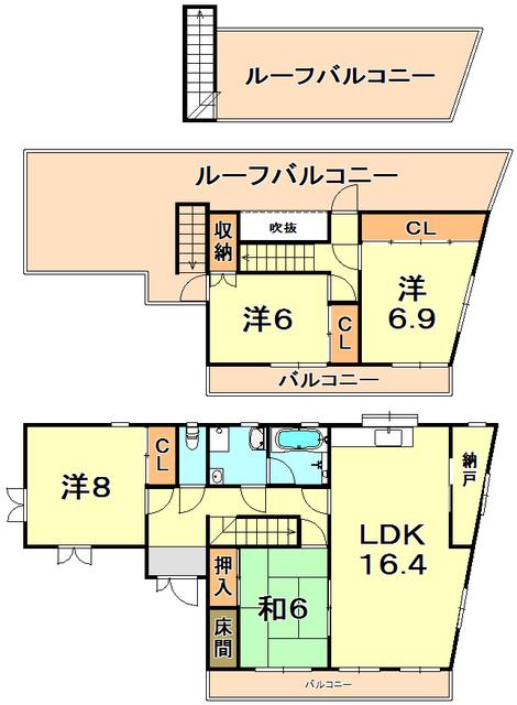ASY岡本(4LDK/2階)の間取り写真