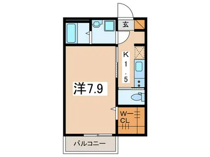 MELDIA原当麻II(1K/1階)の間取り写真