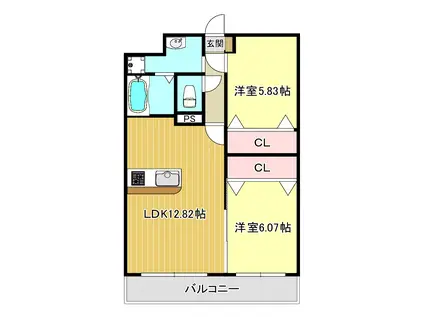第49川崎ビル(2LDK/2階)の間取り写真