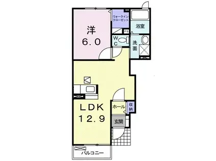 サニーヒルII(1LDK/1階)の間取り写真