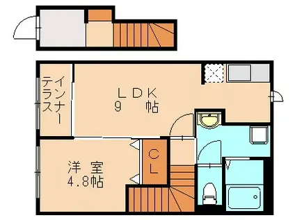 アムール香椎駅前II(1LDK/2階)の間取り写真