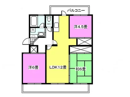 サルヴァトーレ吉野1号棟(3LDK/2階)の間取り写真