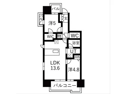ダイアパレス セントラル ザ・フォート(2LDK/11階)の間取り写真