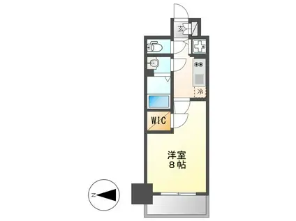 プレサンスジェネ千種内山II(1K/8階)の間取り写真
