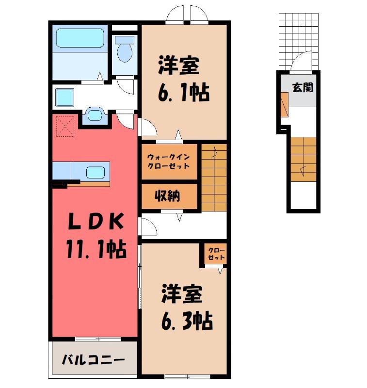クオーレ(2LDK/2階)の間取り写真