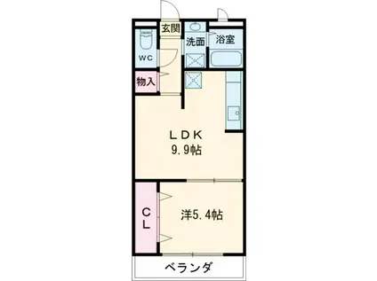 道伯ゴールドヒルズ ローレル(1LDK/4階)の間取り写真