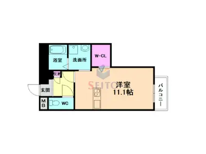 フェリースビエント(ワンルーム/1階)の間取り写真