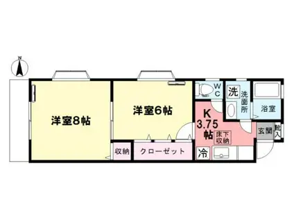 ウィスタリアコート(2K/1階)の間取り写真