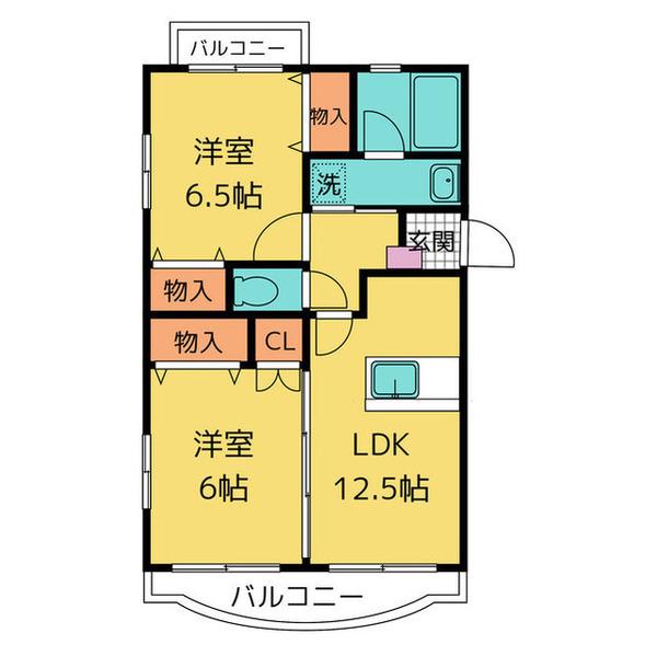 アムール高田(2LDK/4階)の間取り写真