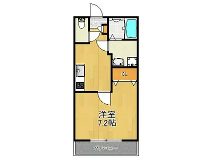 メゾンリヴィエール(1K/3階)の間取り写真