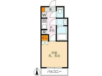 蕨テラス(1K/1階)の間取り写真