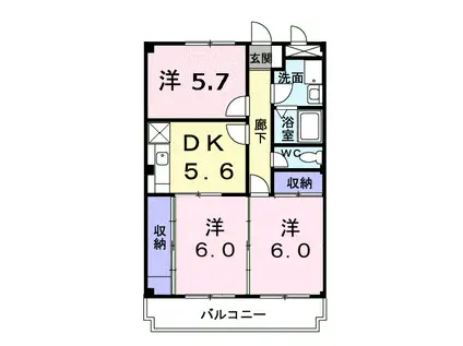 牛川ヒルズ(3DK/3階)の間取り写真