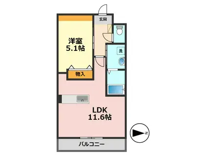 リリ・レア(1LDK/2階)の間取り写真