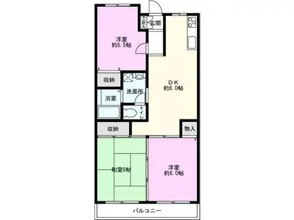 リバティーコート(3DK/5階)の間取り写真