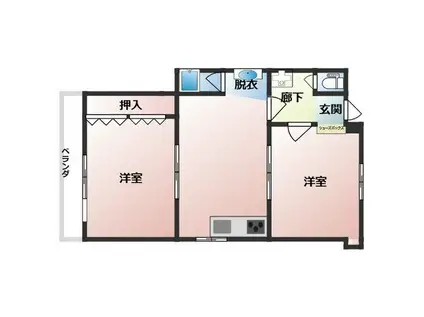 BLUNCUBE神戸北(2DK/2階)の間取り写真