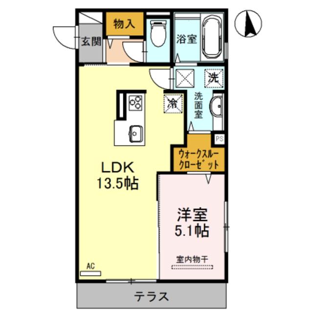 シエロ グランデ(1LDK/1階)の間取り写真