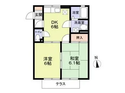 シャンブル稲生(2DK/1階)の間取り写真