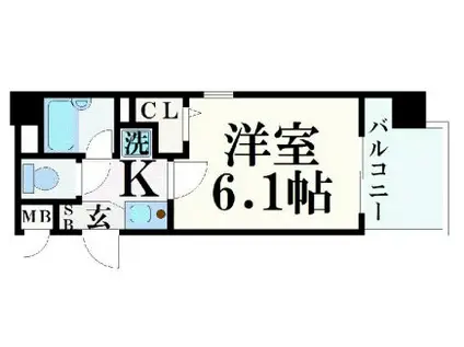 エスリード三宮フラワーロード(1K/8階)の間取り写真