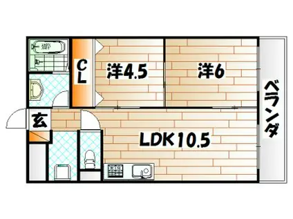 小川レジデンス(2LDK/5階)の間取り写真
