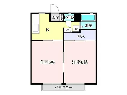 パナハイツ小針 D(2K/2階)の間取り写真