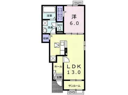 ジョイ・ハウス A(1LDK/1階)の間取り写真