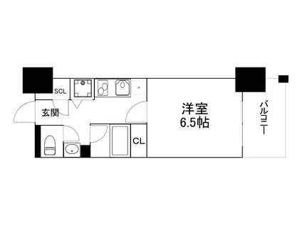 アスヴェル阿波座BLUE EARTH(1K/10階)の間取り写真