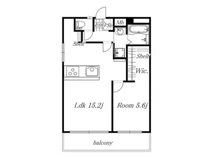 山川ビル(1LDK/4階)の間取り写真
