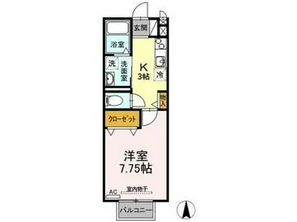 メイユールA(1K/2階)の間取り写真