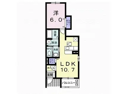 メゾンFナイアガラII(1LDK/1階)の間取り写真