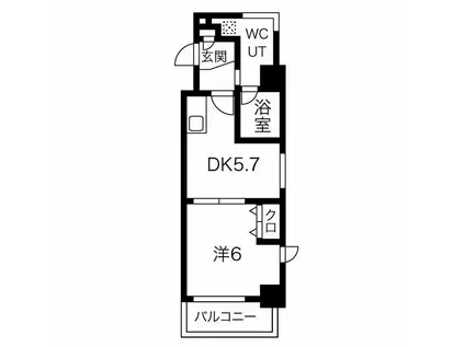 ソレイルコート桜本町(1DK/2階)の間取り写真