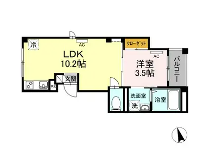 CREDO広尾 クレド広尾(1LDK/2階)の間取り写真