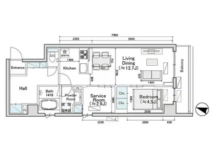 ディオスプラド(1SLDK/1階)の間取り写真