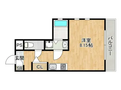 クオリア吹田(ワンルーム/2階)の間取り写真