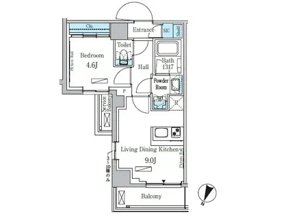 パークアクシス大塚サウスレジデンス(1LDK/2階)の間取り写真