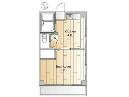 パークサイドマンション(1DK/2階)の間取り写真