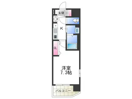 LUXE我孫子II(1K/11階)の間取り写真