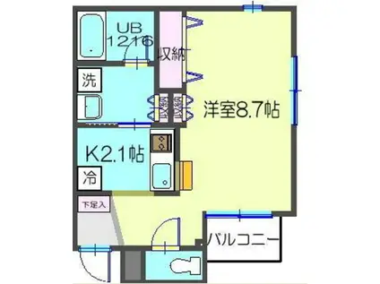 ラフォーレ湘南II(1K/2階)の間取り写真