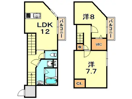 セゾン ド オカモト(2LDK/2階)の間取り写真