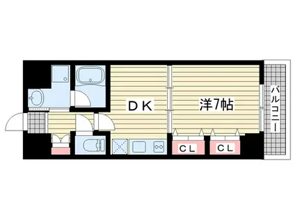 プレジール三宮II(1DK/8階)の間取り写真